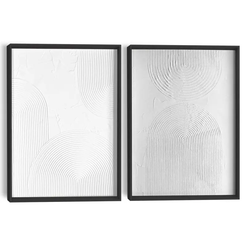 Abstracte wanddecoratie set met structuur Zwart-Wit Evenwicht 40x30