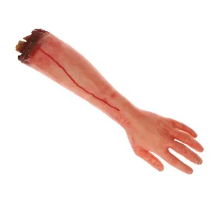 Afgehakte arm Halloween bloederig beige/rood