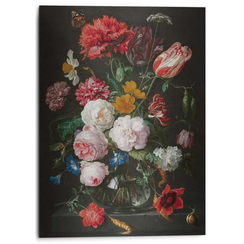 Alu-Dibond De Heem Stilleven met bloemen 70x50