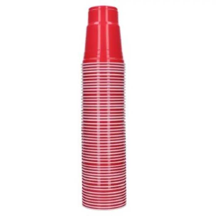 American cups Beer pong rood plastic 50 stuks