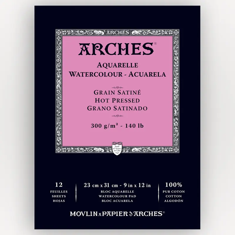 Arches Hot Pressed 300g 23x31cm 12 sheets