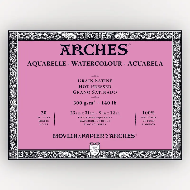 Arches Hot Pressed 300g 23x31cm 20 sheets