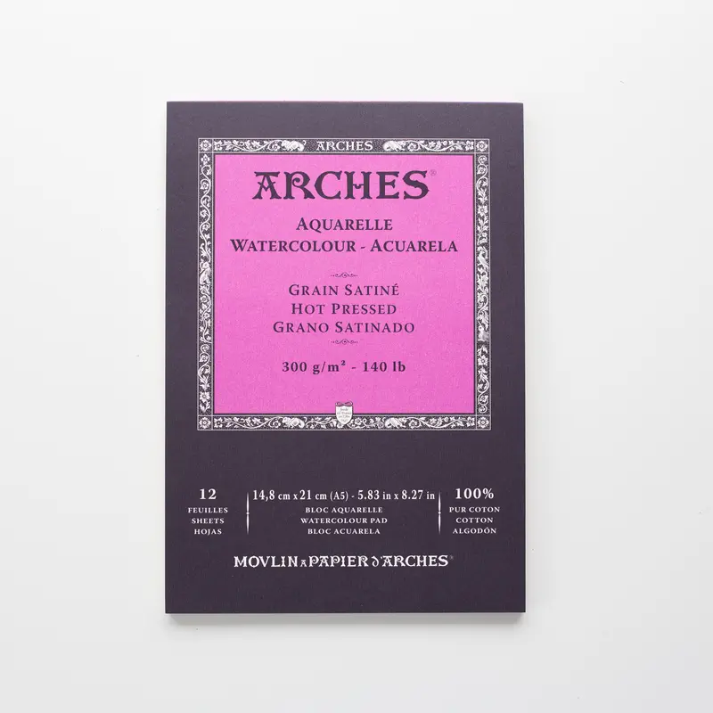 Arches Hot pressed 300gr 12 sheets 14,8x21cm