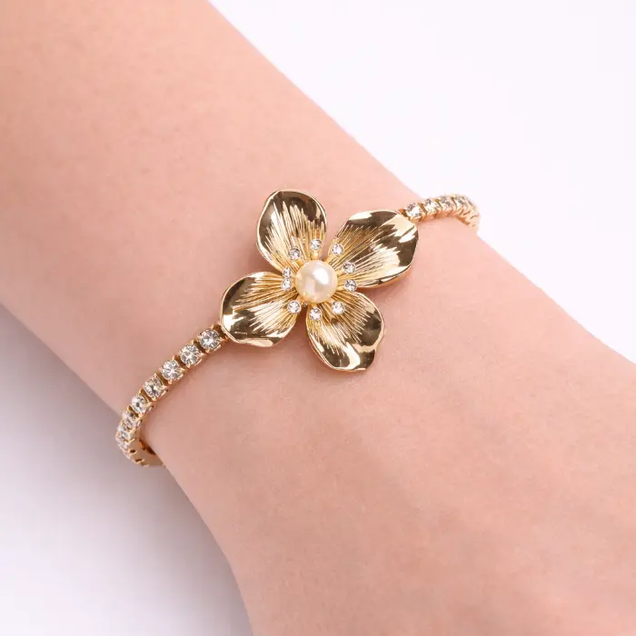 Armband bloem goud #102