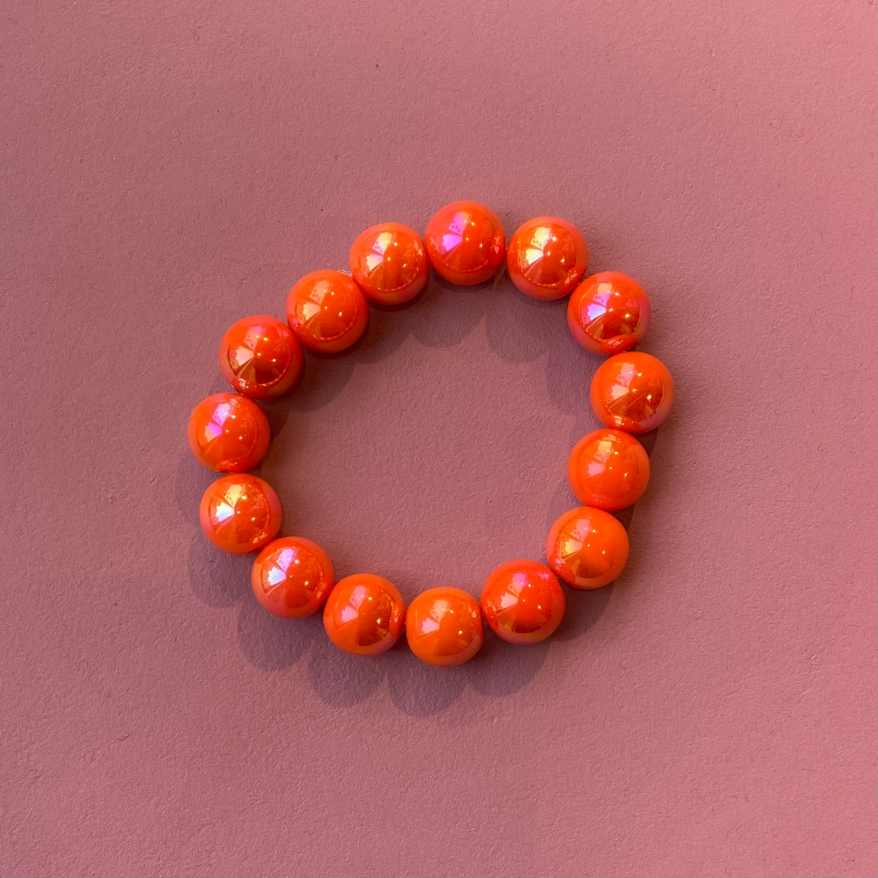 Armband kralen koraal metallic