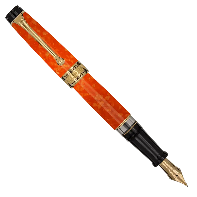 Aurora Optima orange, gold trim fountain pen