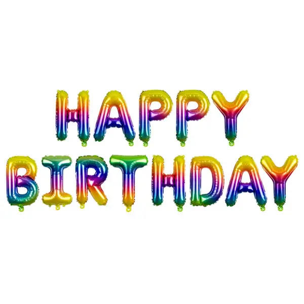 Ballonletters Happy Birthday rainbow (340x35cm)