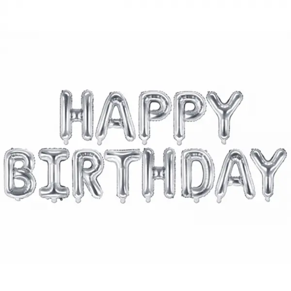 Ballonletters Happy Birthday silver (340x35cm)