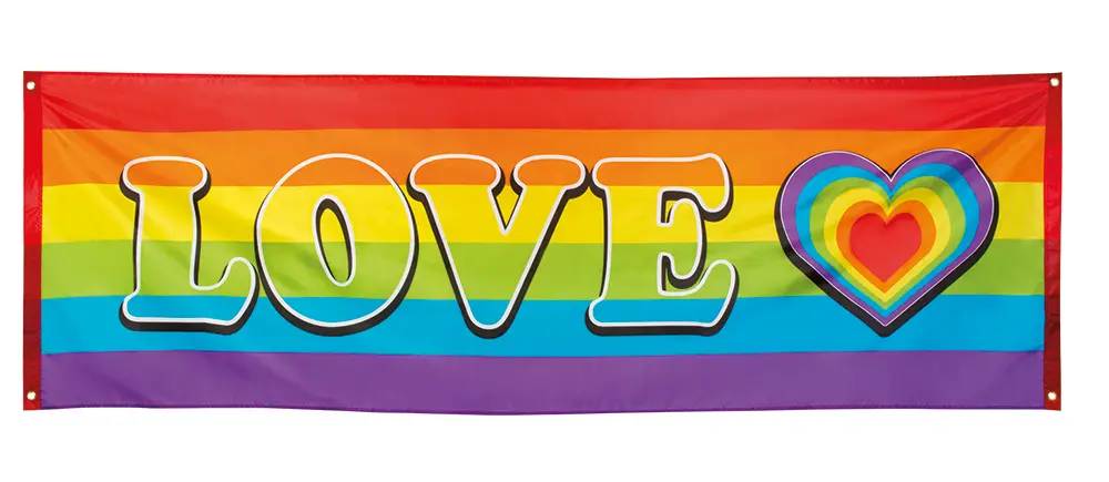 Banner regenboog love 74x220cm