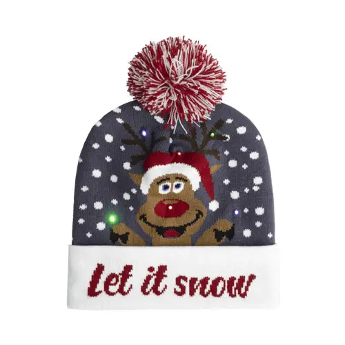 Beanie met LED Kerst