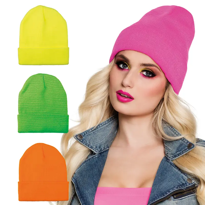 Beanie neon kleur (ass.) p/st.