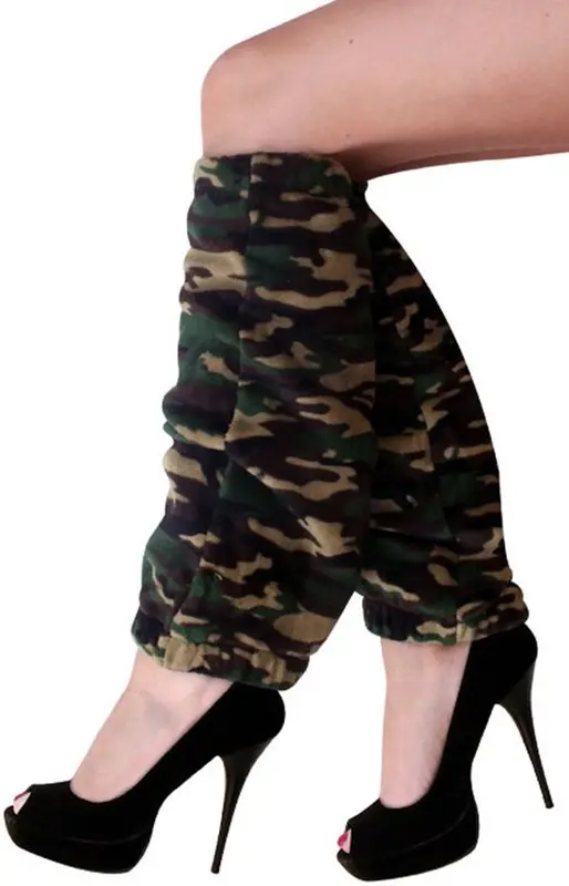 Beenwarmers pluche camouflage