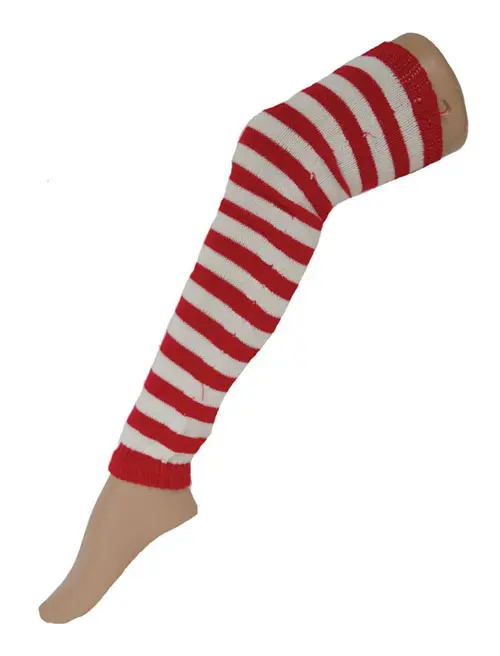 Beenwarmers rood/wit gestreept 60cm