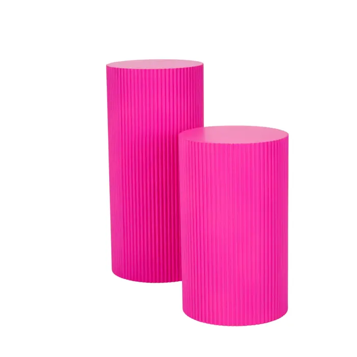 Bijzettafel / pilaar -cilinder - MDF - neon roze - 30x65cm