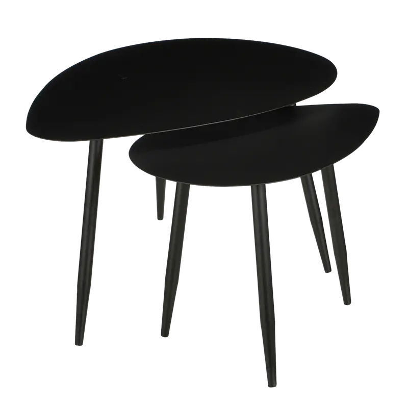 Bijzettafel Set 2 Druppelvorm Zwart