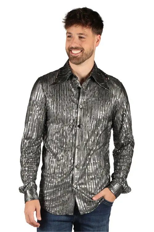 Blouse Disco King zilver mt. XL