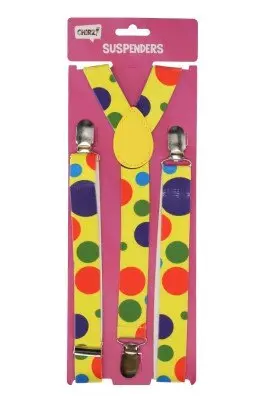 Bretels clown stippen meerkleurig