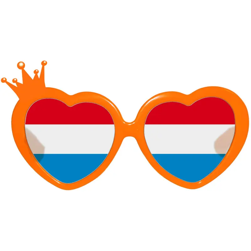 Bril hart oranje kroon rood/wit/blauw lens