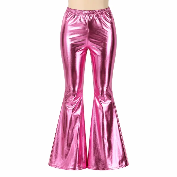 Broek flared iriserend roze dames maat S/M