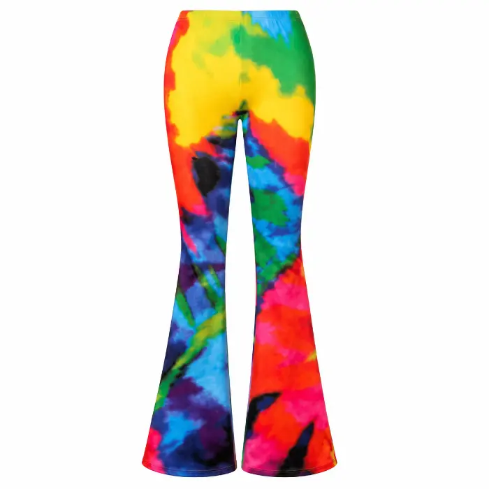 Broek flared tie-dye regenboog dames maat L/XL