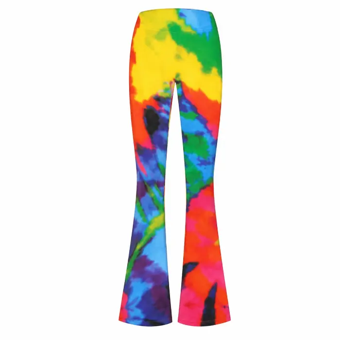 Broek flared tie-dye regenboog dames - S/M