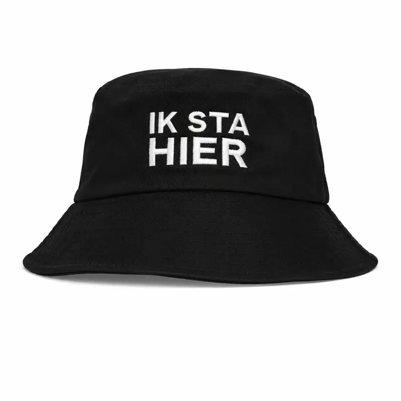 Bucket hoed Ik sta hier zwart