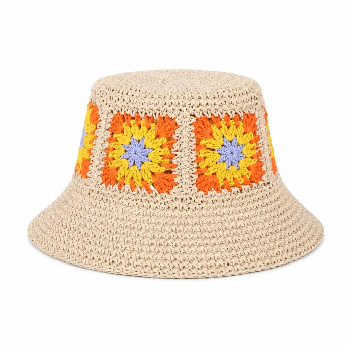Buckethoed Crochet met bloemen