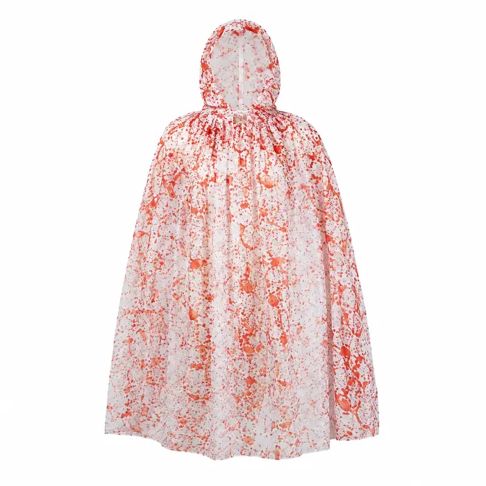 Cape Halloween kant bloederig wit/rood