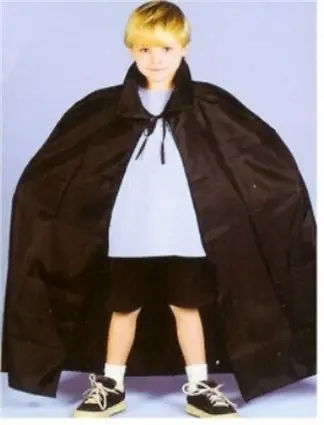 Cape satijn met kraag zwart kinderen 36"