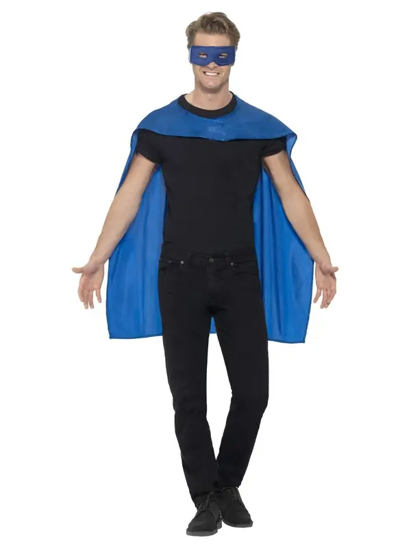 Cape superheld met masker blauw
