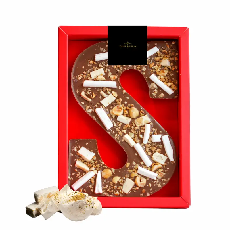 Chocoladeletter S | Melkchocolade met nougat & meringue