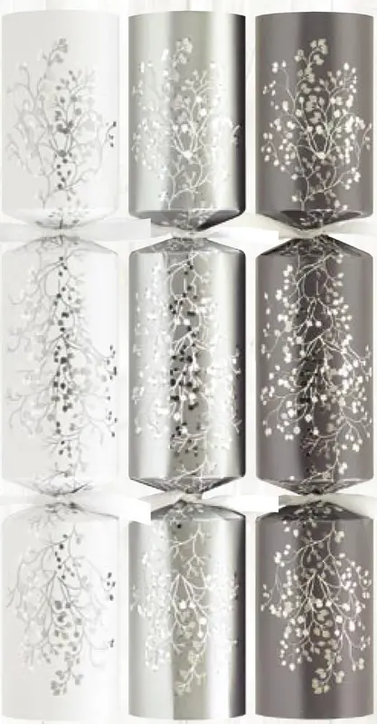 Christmas crackers doos wit/zilver/grijs6x 12 inch