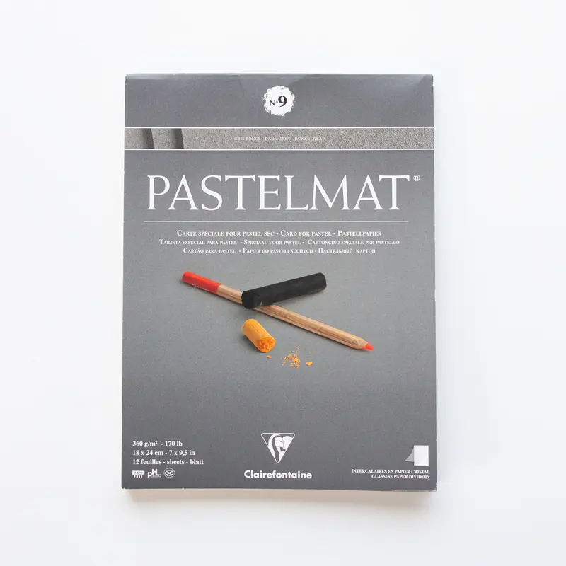 Clairefontaine Pastelmat N°9 360g 18x24cm Donkergrijs 12 vellen