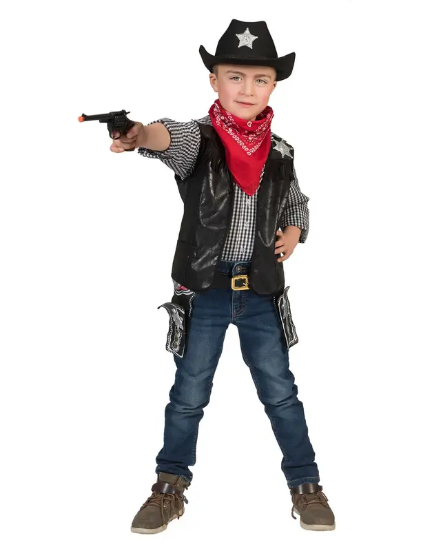 Cowboy vest zwart mt.140