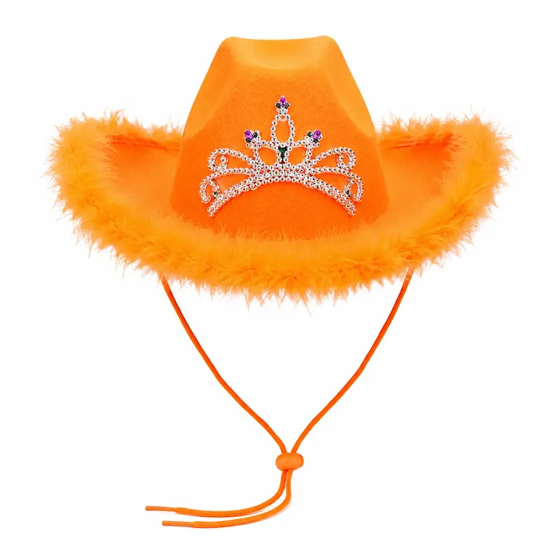 Cowboyhoed met kroontje oranje