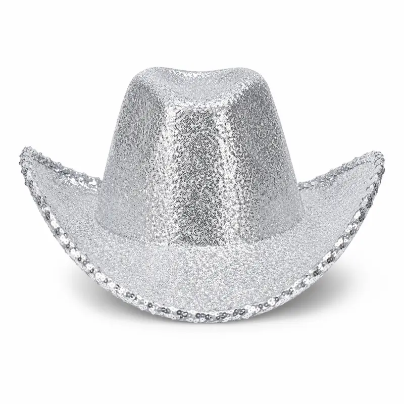 Cowboyhoed pailletten zilver