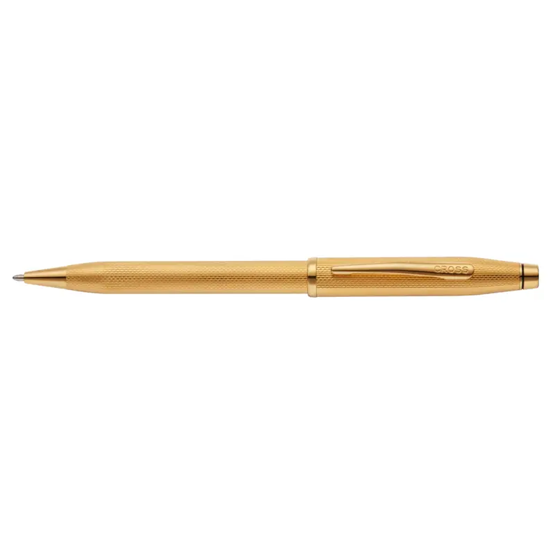Cross Century II balpen met 23KT goudgeplate afwerking, gegraveerd diamantpatroon en luxe schrijfcomfort. Inclusief stijlvolle geschenkverpakking.