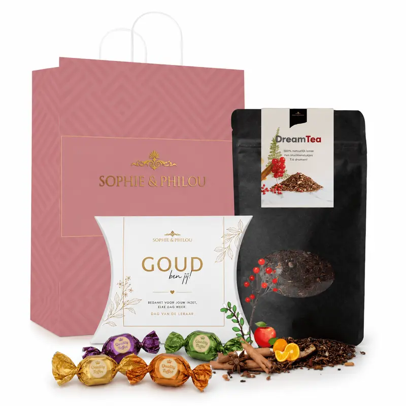 Dag van de Leraar Cadeau | Gondeldoosje met Dream Tea & Toffees