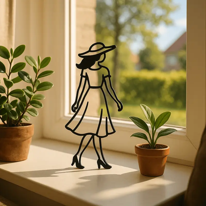 Dame met hoed decoratie – elegant silhouet