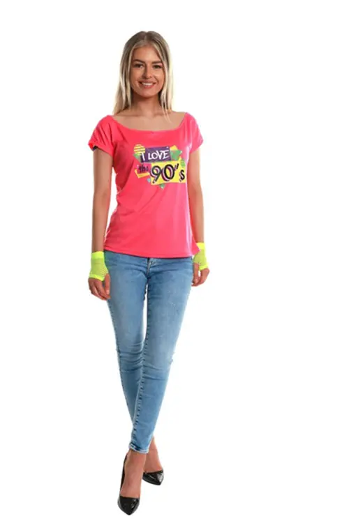 Dames shirt I love the 90s roze mt. S