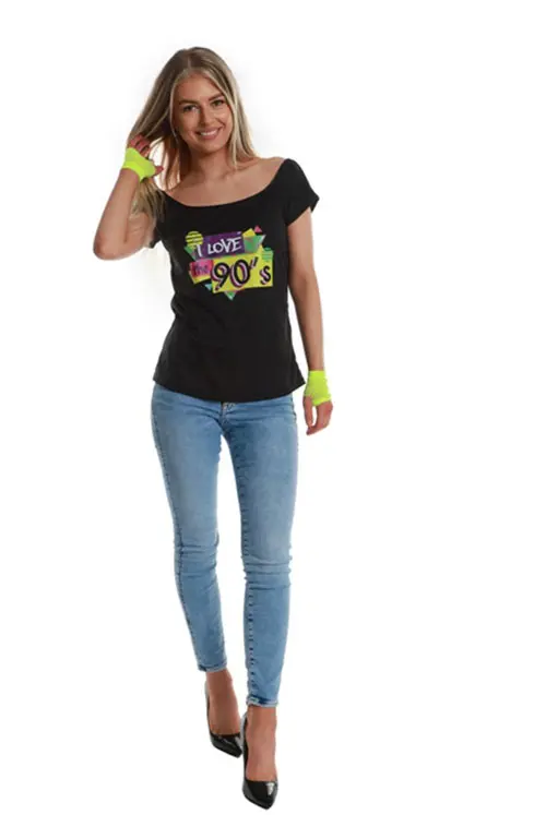 Dames shirt I love the 90s zwart mt. L