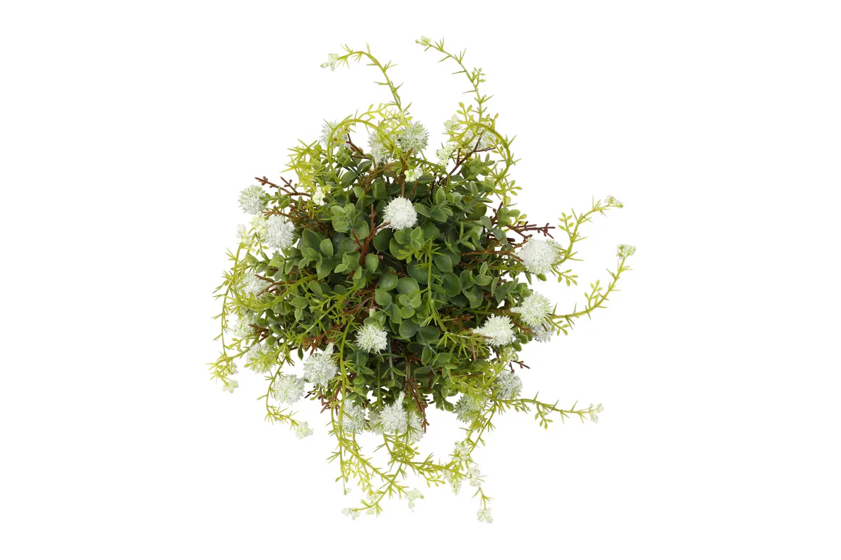 Deco halve bol Echinops/eucalipthus XL wit