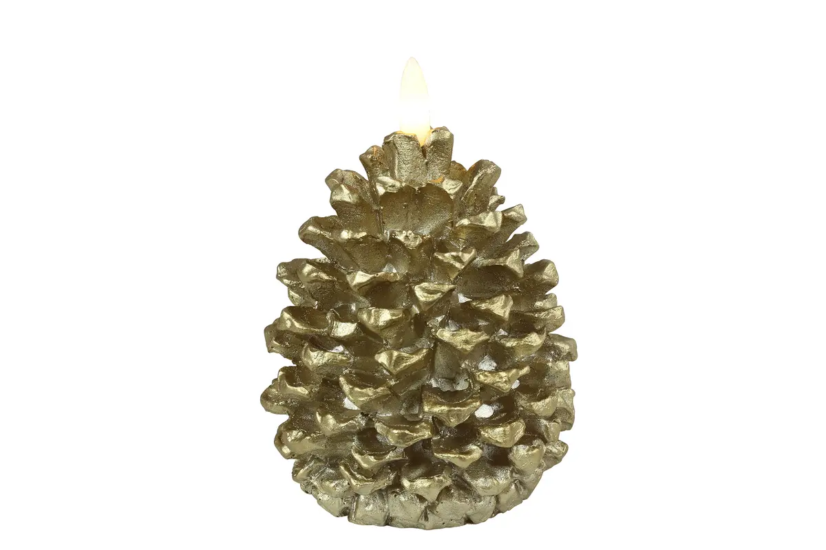 Dennenappelkaars LED Lyon M goud
