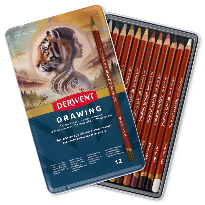 Derwent Drawing Pencil Tin of 12 Pencils