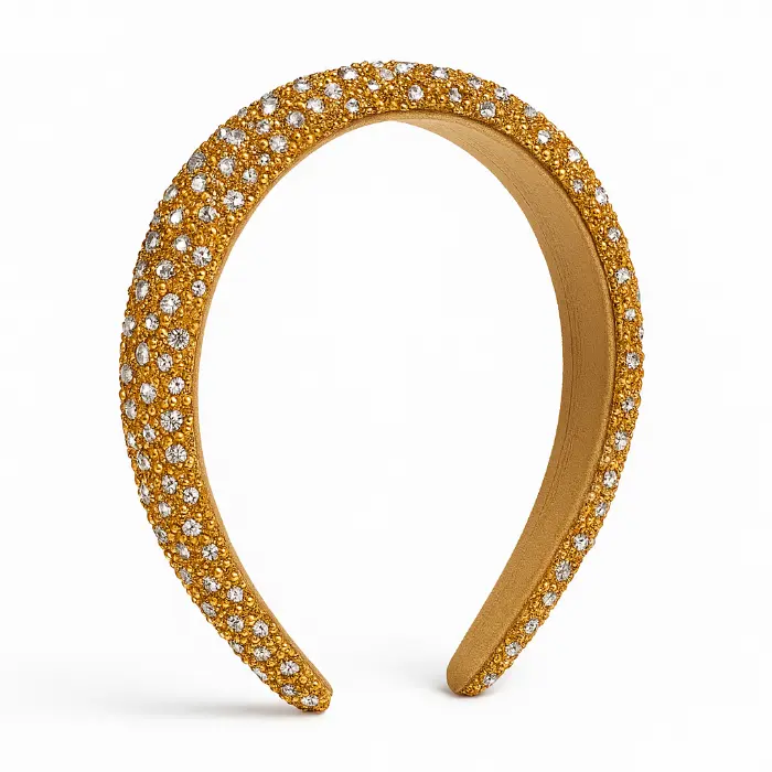 Diadeem smal glitter goud