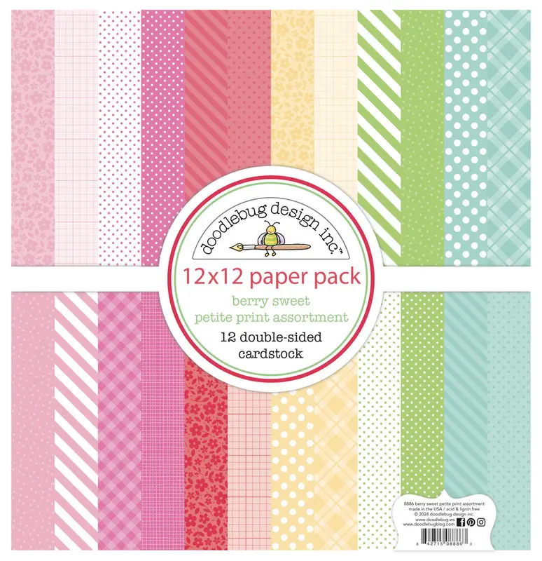 Doodlebug Design - Berry Sweet 12x12 Inch Petite Prints Assortment Pack