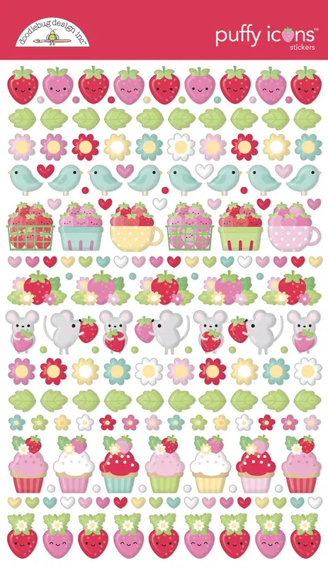 Doodlebug Design - Berry Sweet Puffy Icons Stickers