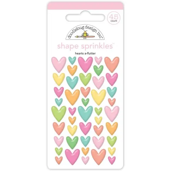 Doodlebug Design - Butterfly Kisses Hearts A-Flutter Shape Sprinkles
