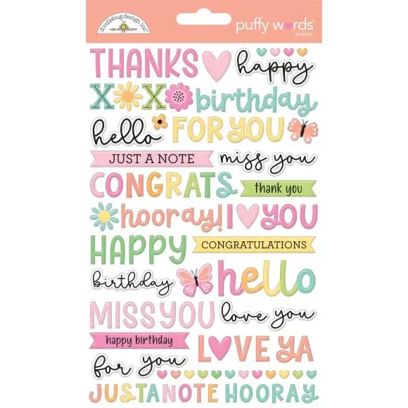 Doodlebug Design - Butterfly Kisses Puffy Word Stickers