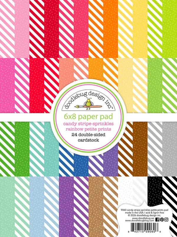 Doodlebug Design - Candy Stripe-Sprinkles Rainbow Petite Prints Paper Pad 6x8"